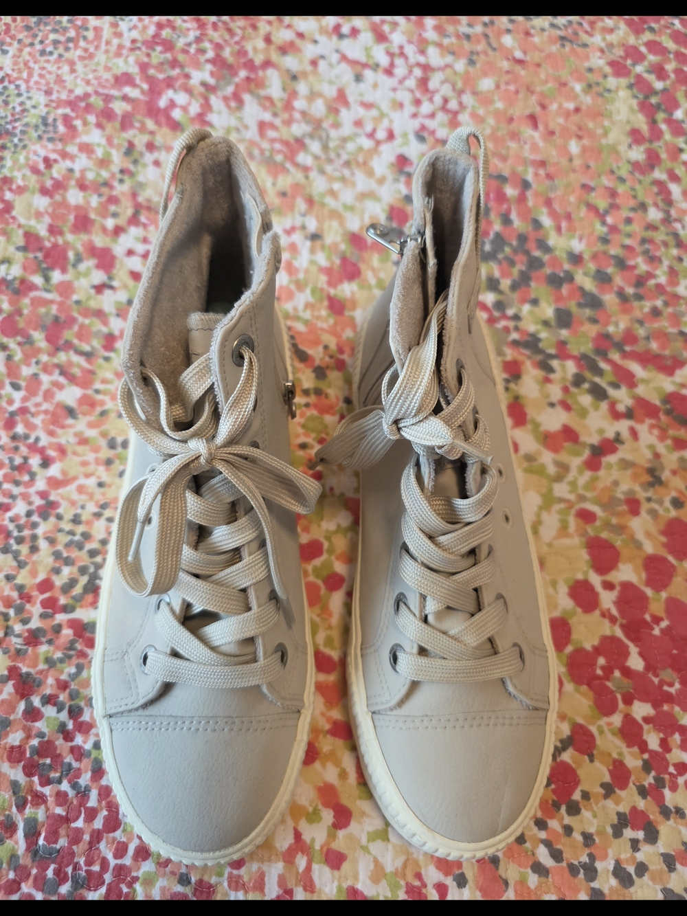 Blowfish Taupe High-Top Lace-Up Booties